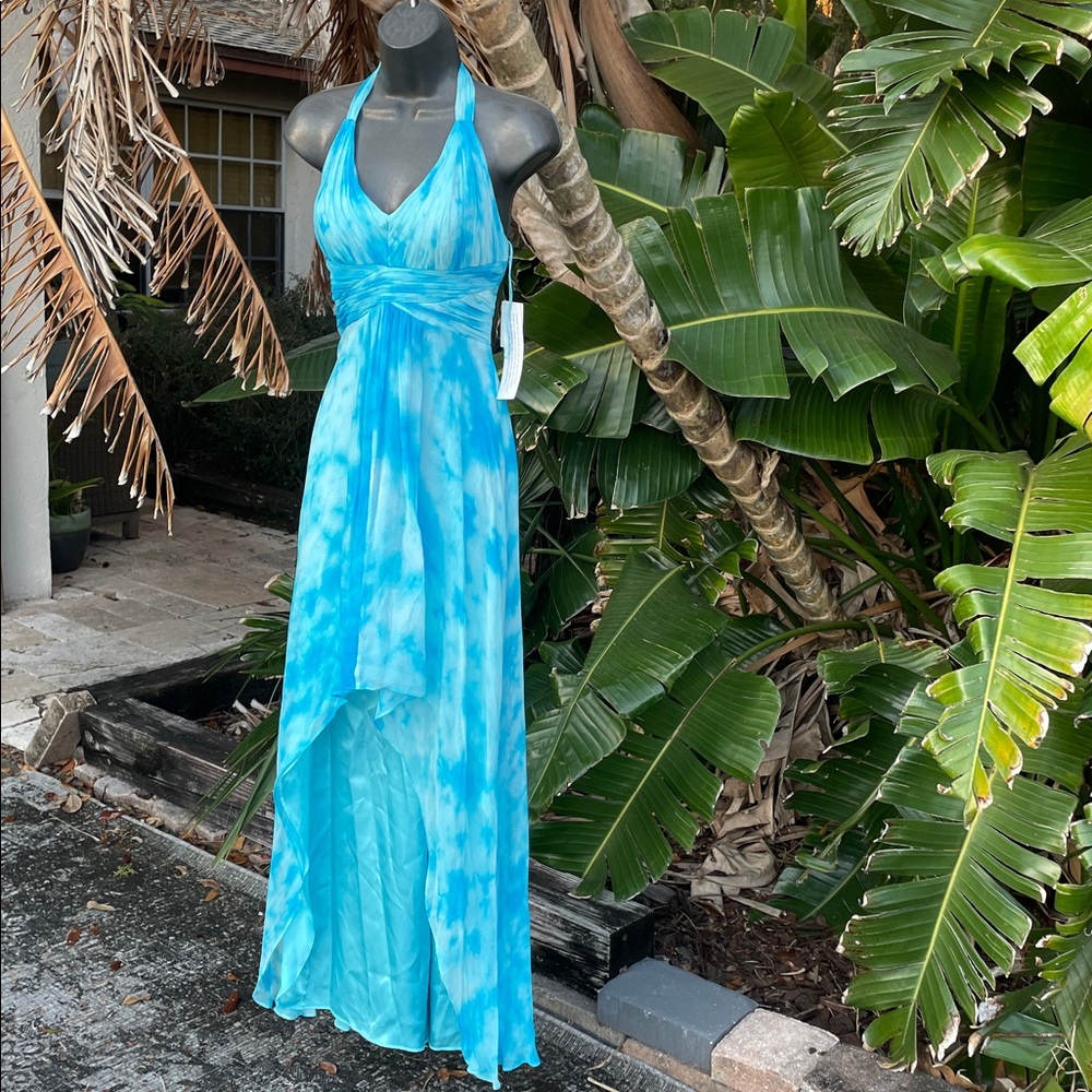 Aidan Mattox’s silk tie-dye high low dress